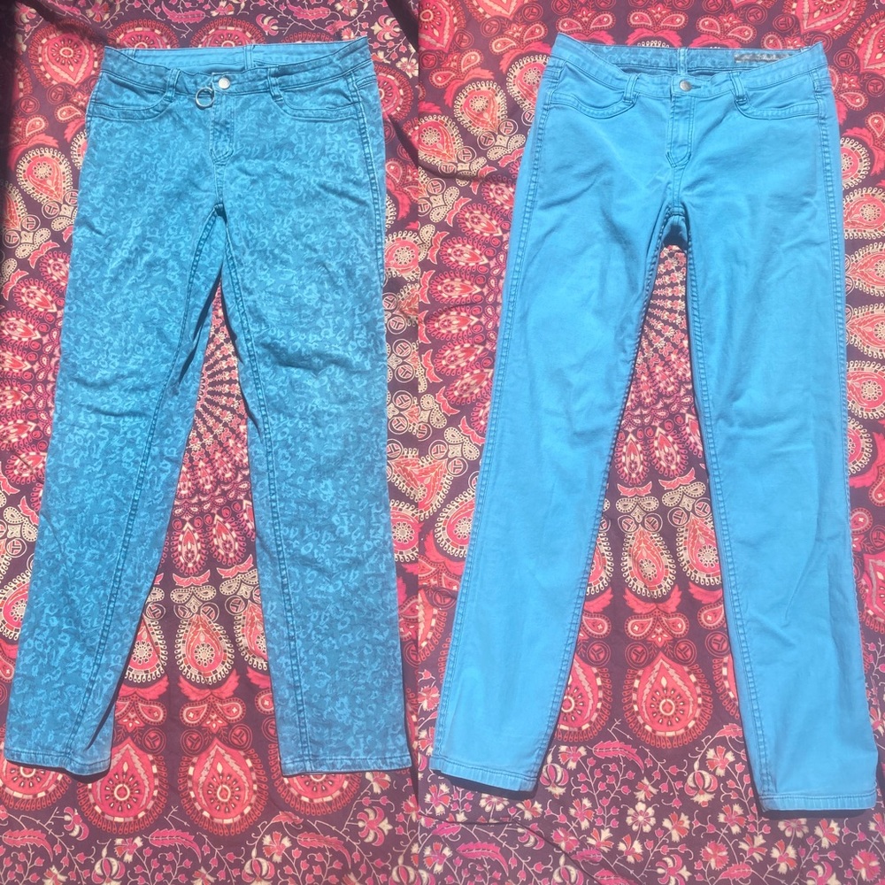 Calvin Klein Reversible Jeans Floral Leopard Print CK Straight Leg Pattern Denim